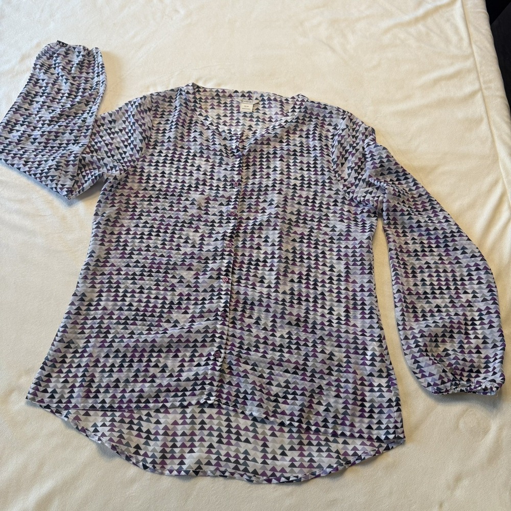 Ariat Womens Purple Geometric Print Sheer Button Down Blouse Small Cowgirl